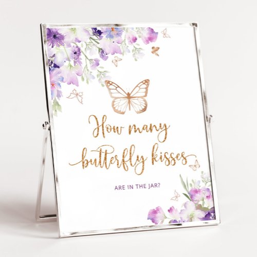 Purple How many butterfly kisses baby shower game Poster