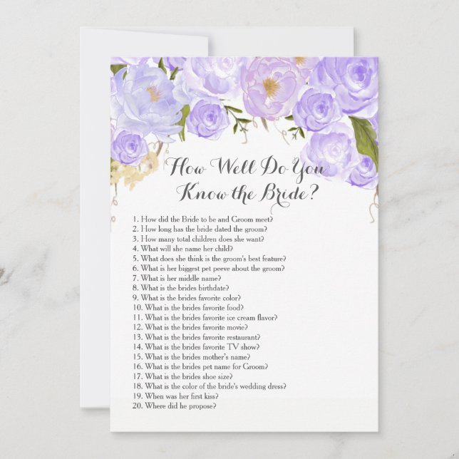 purple How well do you know the bride? Invitation (Front)