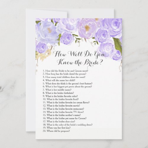 purple How well do you know the bride Invitation