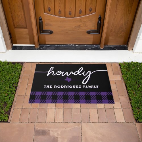 Purple Howdy Buffalo Plaid Doormat