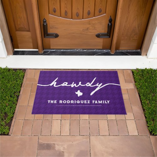 Purple Howdy Houndstooth Doormat