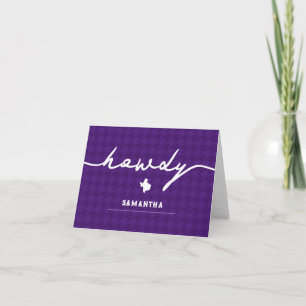 Purple Howdy Houndstooth Texas Note Card