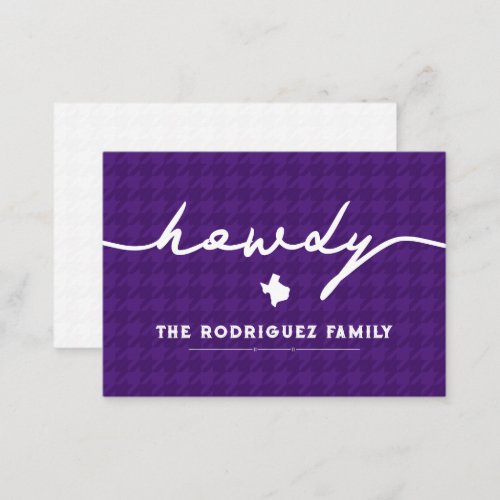 Purple Howdy Houndstooth Texas Note Card