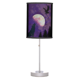Purple Howling Wolf Table Lamp