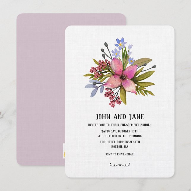 Purple Hues Watercolor Invitation (Front/Back)