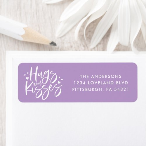 Purple Hugs and Kisses Return Address Label