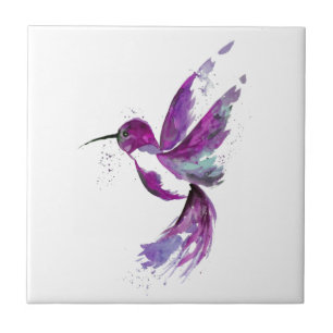 Purple Hummingbird Ceramic Tile