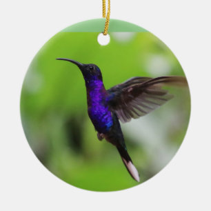 Purple hummingbird Christmas ornament