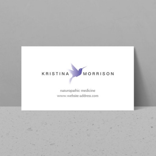 Customizable BLUE HUMMINGBIRD LOGO, Naturopathy, Healthcare Business Card