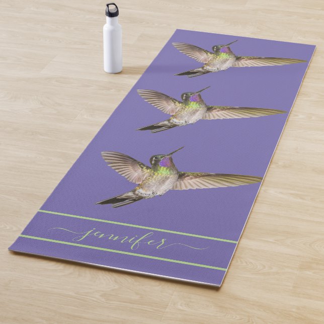 Purple Hummingbird Monogram Yoga Mat (In Situ)