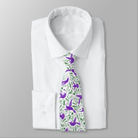 Purple hummingbirds with green flowers & leaves