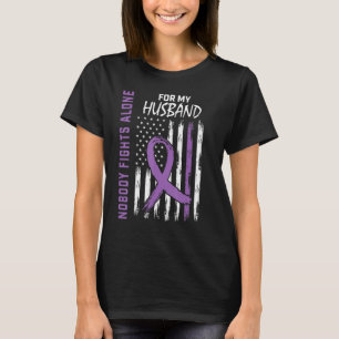 Purple Husband Alzheimers Awareness USA Flag Demen T-Shirt