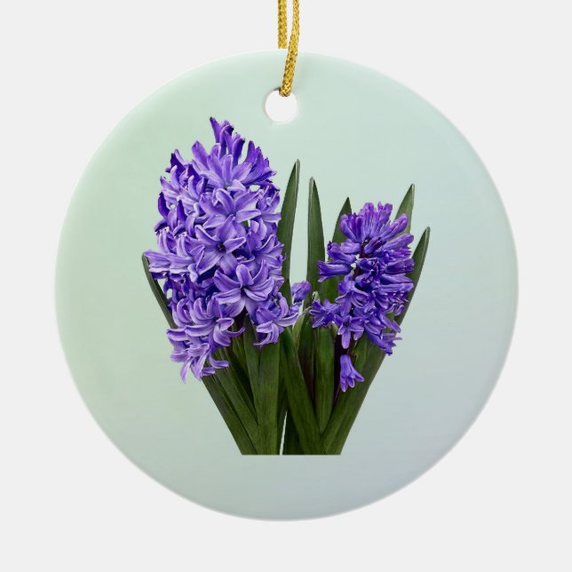 Purple Hyacinth Duo Ceramic Ornament (Front)