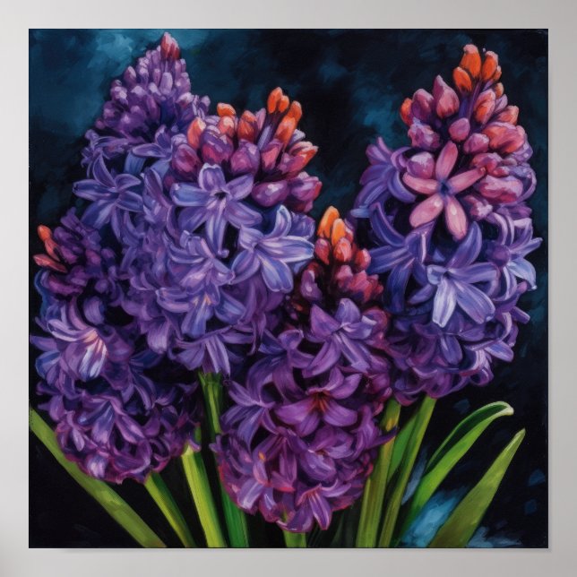 Purple Hyacinth Flower Art Print Poster (Front)