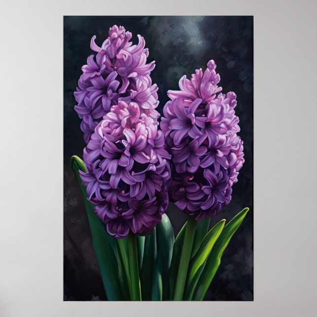 Purple Hyacinth Flower Art Print Poster (Front)