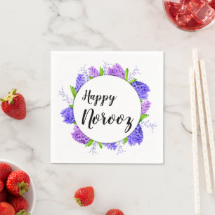 Purple Hyacinth New Year Wreath Happy Norooz Napkins
