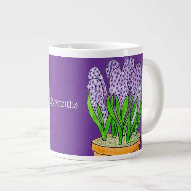 Purple Hyacinths in Planter Royal Purple Giant Coffee Mug (Front Right)