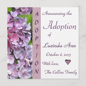 Purple Hydrangea Adoption Announcement by AdoptionGiftStore at Zazzle