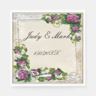 Purple Hydrangea And Lace Paper Napkins