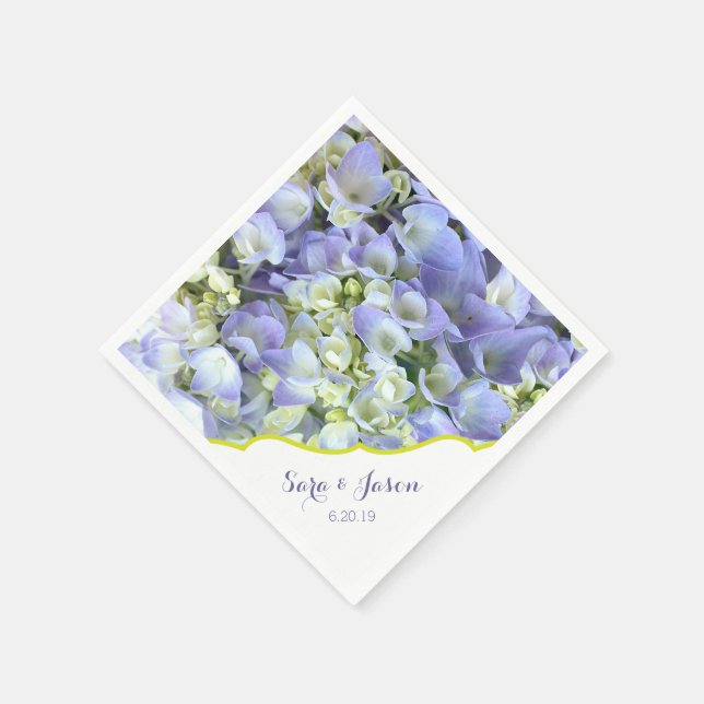 Purple Hydrangea Customizable Wedding Paper Napkins (Corner)