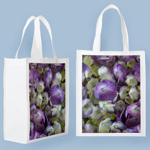 Purple Hydrangea Floral Botanical Photographic Grocery Bag