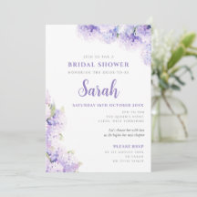 Purple Hydrangea Floral Bridal Shower Invitation