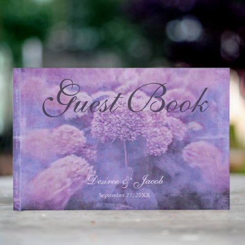 Purple Hydrangea Floral Country Rustic Wedding Guest Book