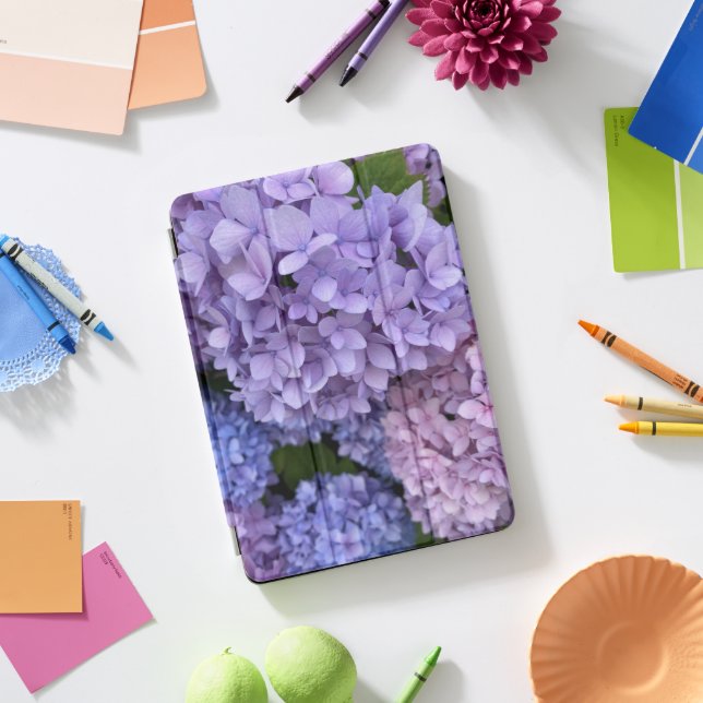 Purple Hydrangea Floral iPad Case (Desk)