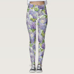 Purple Hydrangea Floral Pattern Leggings<br><div class="desc">These floral leggings will have you dressed in style. This design features delicate purple and lavender hydrangea blossoms on a white background. Designed by world renowned artist ©Tim Coffey.</div>