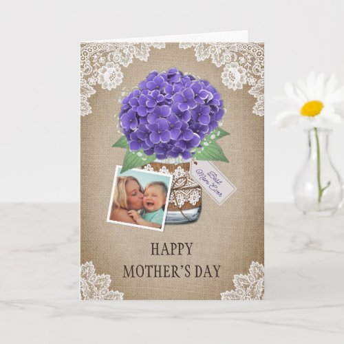 Purple Hydrangea Floral Photo Happy Mothers Day Card