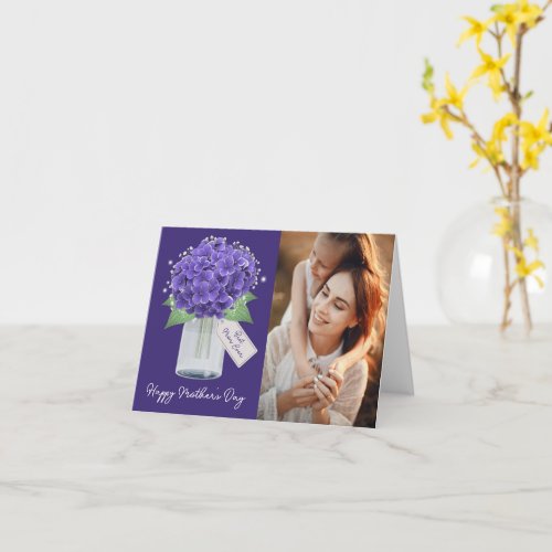 Purple Hydrangea Floral Photo Happy Mothers Day Card