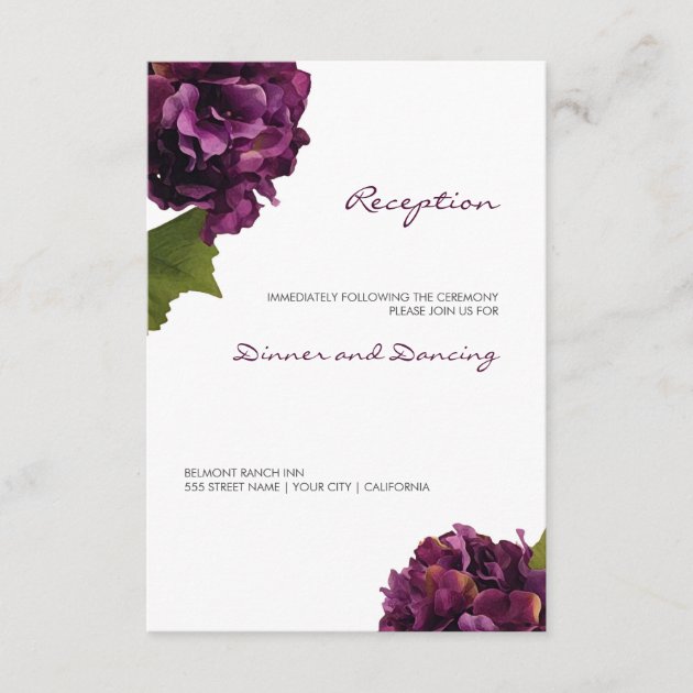 Purple Hydrangea - Floral Reception Card