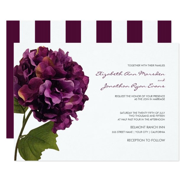 Purple Hydrangea - Floral Wedding Invitation
