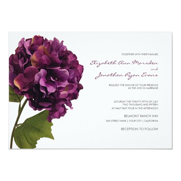 Purple Hydrangea - Floral Wedding Invitation