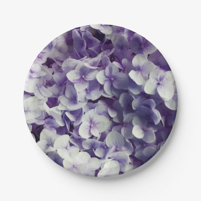Purple Hydrangea flower background Paper Plates (Front)