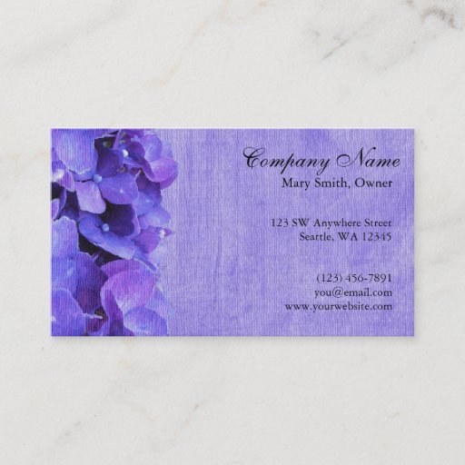 Customizable Purple Hydrangea Flower Custom Business Card