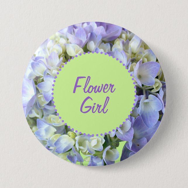 Purple Hydrangea Flower Girl Button (Front)