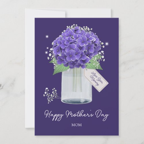 Purple Hydrangea Flower Happy Mothers Day Card