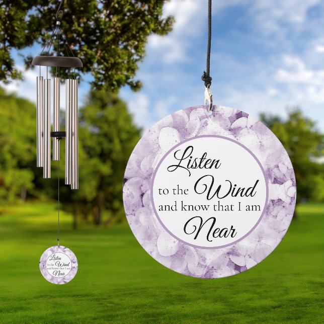 Purple Hydrangea Flower Memorial Keepsake Wind Chime (Outdoor)