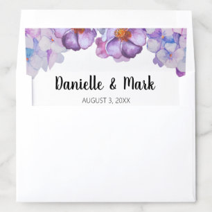 Purple Hydrangea Flower Wedding Envelope Liner