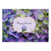 Purple Hydrangea flowers Easter Card
