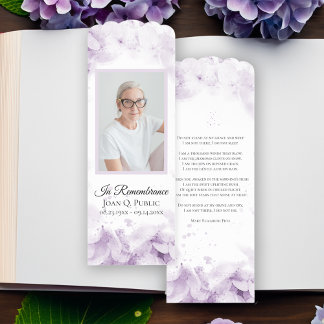 Purple Hydrangea Flowers Funeral Prayer Card Bookmarks
