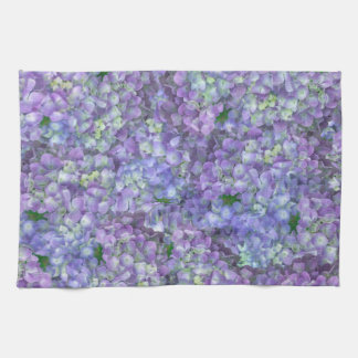 Purple hydrangea flowers kitchen towel