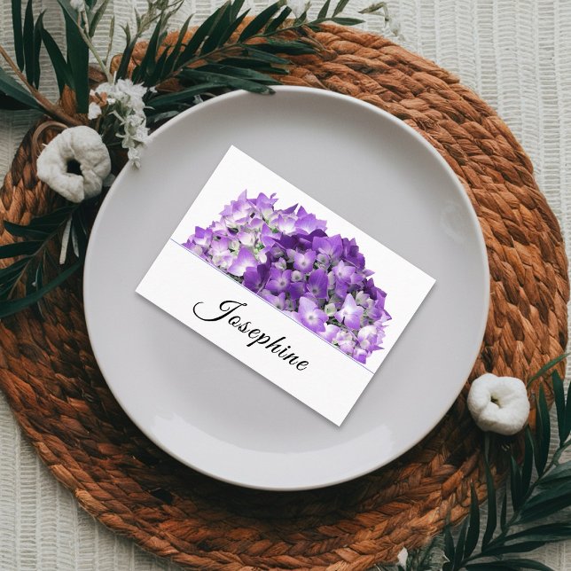 Purple Hydrangea Flowers Wedding Place Cards (Creator Uploaded)