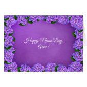 Purple hydrangea frame for Name Day (Front Horizontal)
