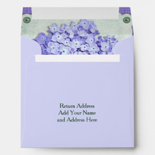 Purple Hydrangea Green Paper Ribbon Square Cutouts Envelope