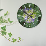 Purple Hydrangea Green Yellow Round Clock<br><div class="desc">Photo of a purple hydrangea in it's early blooming stages when the mophead or flower has a greenish yellow color and then turns purple as it matures.</div>