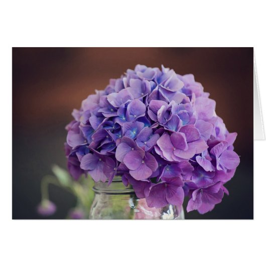 Purple Hydrangea in Mason Jar Photograph Cards (Front Horizontal)