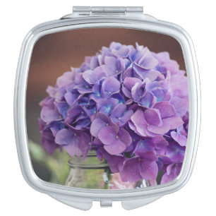 Purple Hydrangea in Mason Jar Photograph Mirror For Makeup