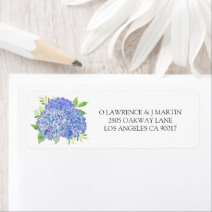 Purple Hydrangea Leaves Floral Wedding Label
